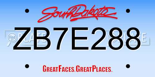 ZB7E288 South Dakota License Plate