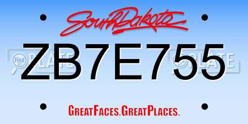 ZB7E755 South Dakota License Plate