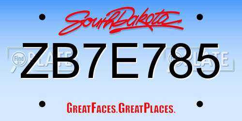 ZB7E785 South Dakota License Plate