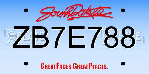 ZB7E788 South Dakota License Plate