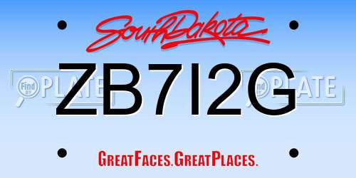 ZB7I2G South Dakota License Plate