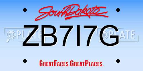 ZB7I7G South Dakota License Plate