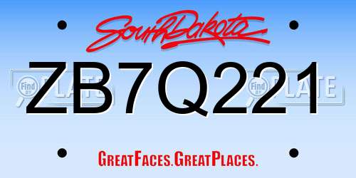 ZB7Q221 South Dakota License Plate