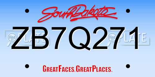 ZB7Q271 South Dakota License Plate