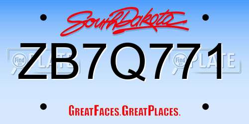 ZB7Q771 South Dakota License Plate