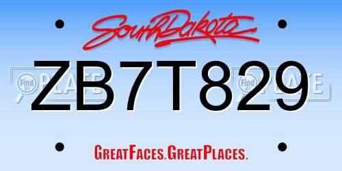 ZB7T829 South Dakota License Plate