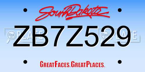 ZB7Z529 South Dakota License Plate