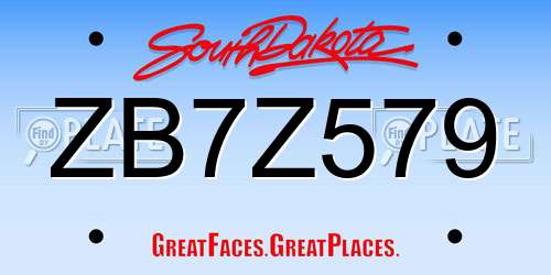 ZB7Z579 South Dakota License Plate