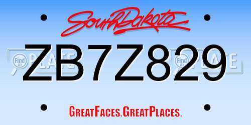 ZB7Z829 South Dakota License Plate