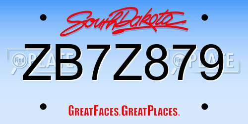 ZB7Z879 South Dakota License Plate