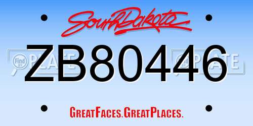 ZB80446 South Dakota License Plate