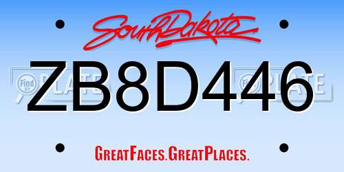 ZB8D446 South Dakota License Plate
