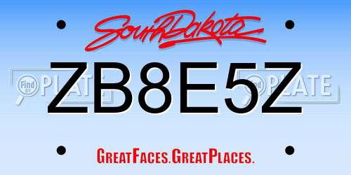 ZB8E5Z South Dakota License Plate