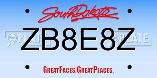 ZB8E8Z South Dakota License Plate