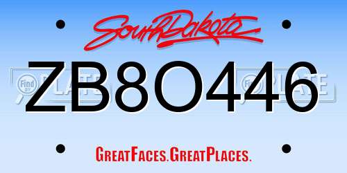 ZB8O446 South Dakota License Plate