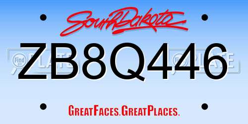 ZB8Q446 South Dakota License Plate
