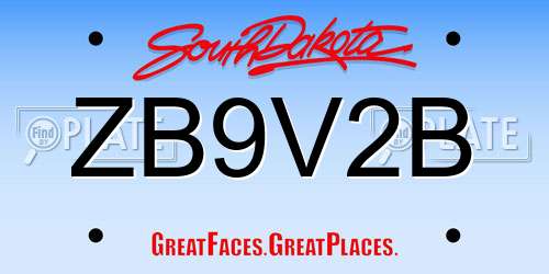ZB9V2B South Dakota License Plate
