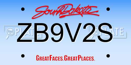 ZB9V2S South Dakota License Plate
