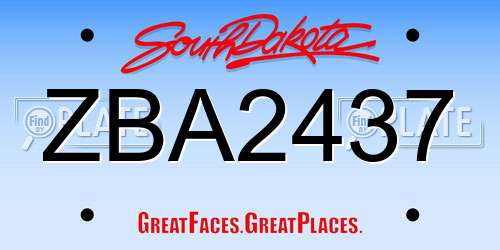 ZBA2437 South Dakota License Plate
