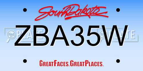 ZBA35W South Dakota License Plate