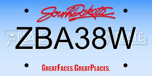 ZBA38W South Dakota License Plate