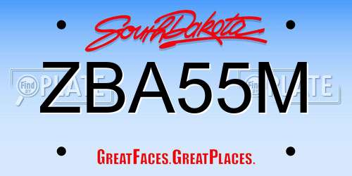 ZBA55M South Dakota License Plate