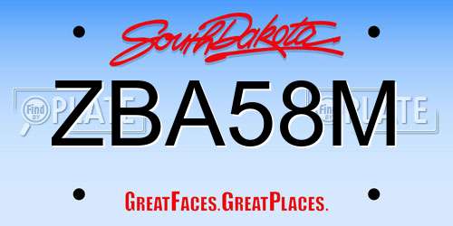 ZBA58M South Dakota License Plate
