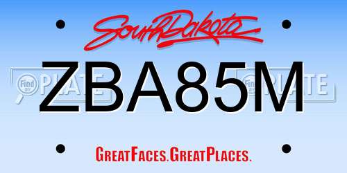 ZBA85M South Dakota License Plate