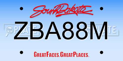 ZBA88M South Dakota License Plate