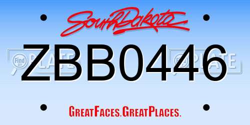 ZBB0446 South Dakota License Plate