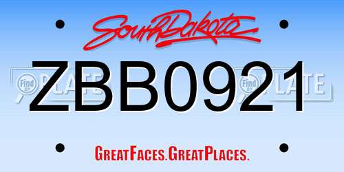 ZBB0921 South Dakota License Plate