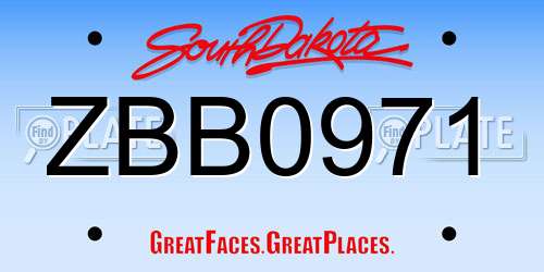 ZBB0971 South Dakota License Plate