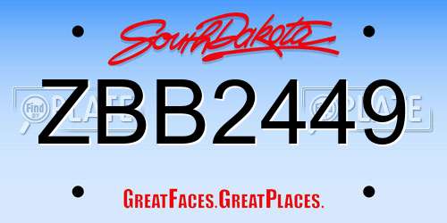 ZBB2449 South Dakota License Plate