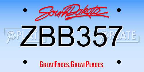 ZBB357 South Dakota License Plate