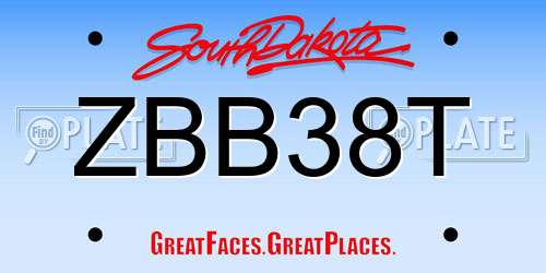 ZBB38T South Dakota License Plate