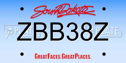 ZBB38Z South Dakota License Plate