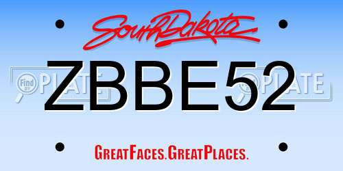 ZBBE52 South Dakota License Plate