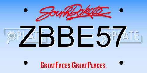 ZBBE57 South Dakota License Plate
