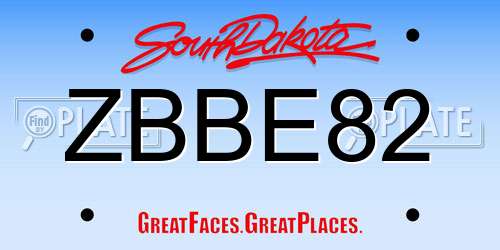 ZBBE82 South Dakota License Plate