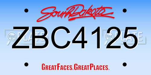 ZBC4125 South Dakota License Plate