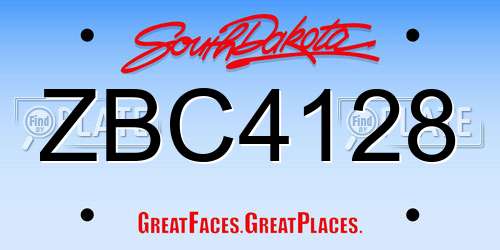 ZBC4128 South Dakota License Plate
