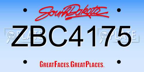 ZBC4175 South Dakota License Plate