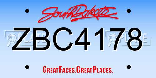ZBC4178 South Dakota License Plate
