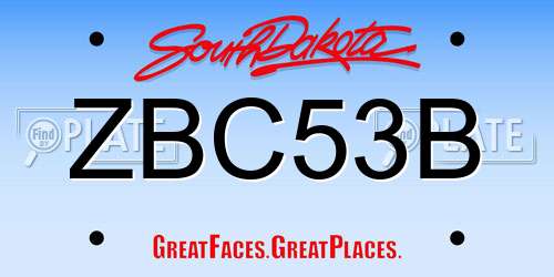 ZBC53B South Dakota License Plate