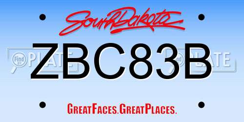 ZBC83B South Dakota License Plate