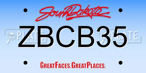 ZBCB35 South Dakota License Plate