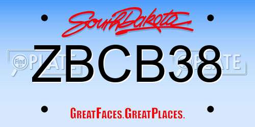 ZBCB38 South Dakota License Plate