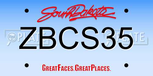 ZBCS35 South Dakota License Plate