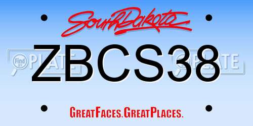 ZBCS38 South Dakota License Plate