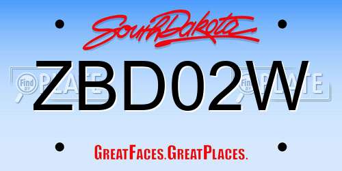 ZBD02W South Dakota License Plate